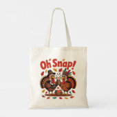 Oh Snap! Wishbone Game Pilgrim Native Turkey Funny Tote Bag (Achterkant)