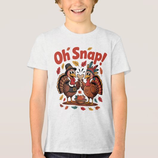 Oh Snap! Wishbone Game Pilgrim Native Turkey Funny Tri-Blend Shirt (Voorkant)