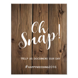 Oh SnapRustic Country Barn bruiloft Oh Snap hashta Foto Afdruk
