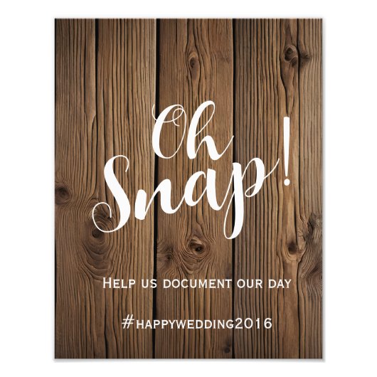 Oh SnapRustic Country Barn bruiloft Oh Snap hashta Foto Afdruk (Voorkant)