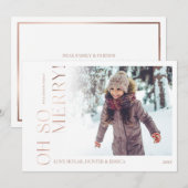 Oh So Merry | Foto van White Minimal Roos Gold Fam Feestdagenkaart (Voorkant / Achterkant)