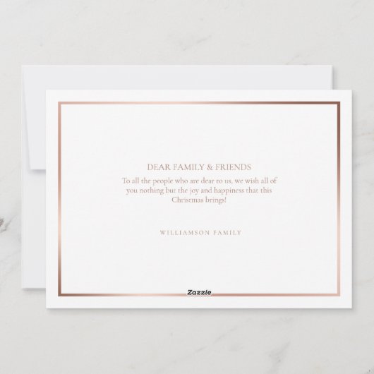 Oh So Merry | Foto van White Minimal Roos Gold Fam Feestdagenkaart (Achterkant)