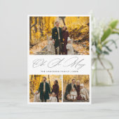 Oh So Merry Script Autumn Family 3 Foto Feestdagenkaart (Staand voorkant)