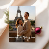 Oh so Merry Simple Modern Pas getrouwd Kerstfoto Feestdagenkaart