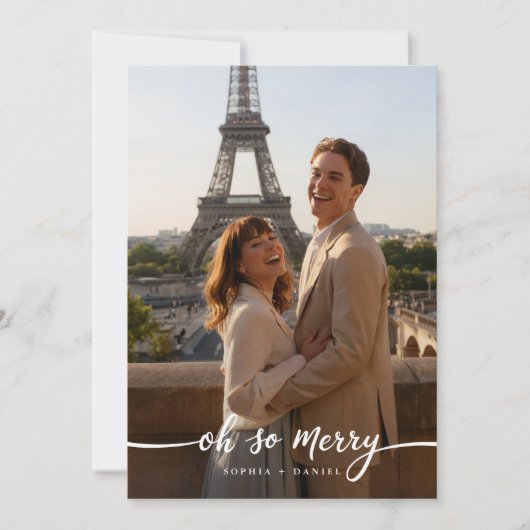 Oh so Merry Simple Modern Pas getrouwd Kerstfoto Feestdagenkaart (Voorkant)