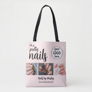 Oh So Pretty Nagelstylist Roze Script Logo 3 Foto Tote Bag