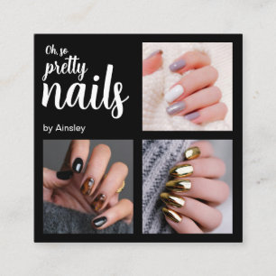 Oh So Pretty Nagelstylist Script Foto Vierkante Visitekaartje
