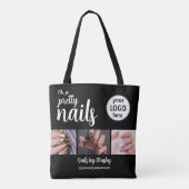Oh So Pretty Nagelstylist Script Logo 3 Foto Zwart Tote Bag (Achterkant)