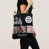 Oh So Pretty Nagelstylist Script Logo 3 Foto Zwart Tote Bag (Dichtbij)