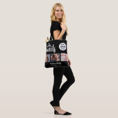 Oh So Pretty Nagelstylist Script Logo 3 Foto Zwart Tote Bag (Op model)