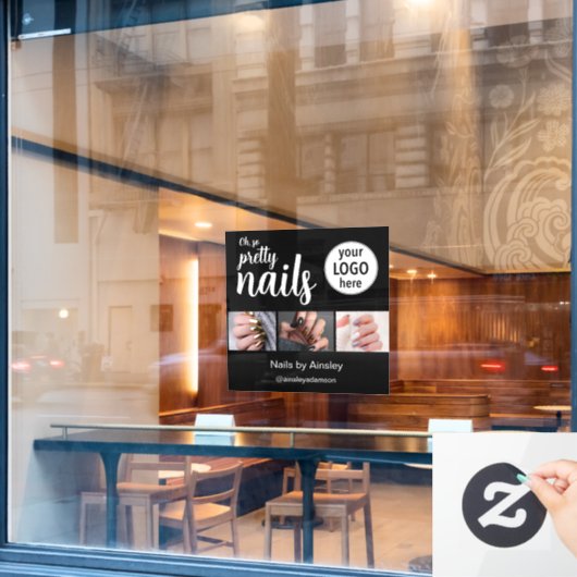 Oh So Pretty Nagelstylist Script Logo Foto Raamsticker (Cafe Raam)
