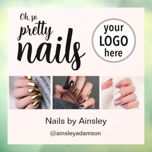 Oh So Pretty Nagelstylist Script Logo Foto Roze Raamsticker (Vel 3)