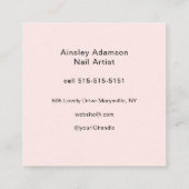 Oh So Pretty Nail Artist Pink Script Photo Vierkante Visitekaartje (Achterkant)