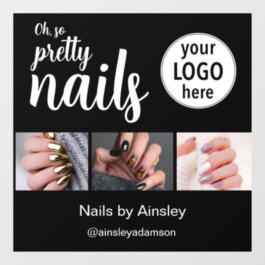 Oh So Pretty Nail Artist Script Logo Photo Raamsticker (Vel)