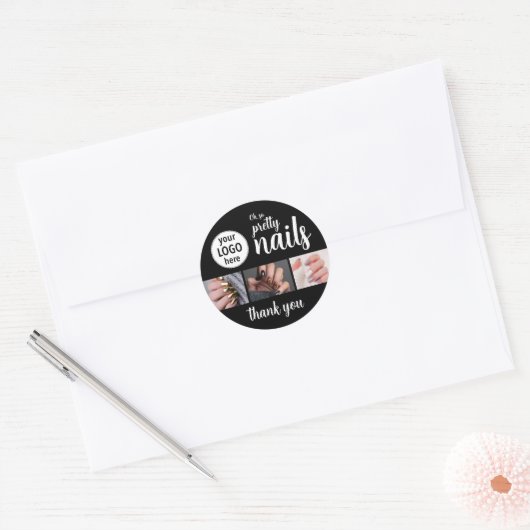 Oh So Pretty Nail Artist Script Logo Photo Ronde Sticker (Envelop)