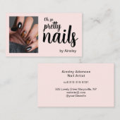 Oh So Pretty Nail Artist Script Photo Pink Visitekaartje (Voorkant / Achterkant)