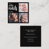 Oh So Pretty Nail Artist Script Photo Vierkante Visitekaartje (Voorkant / Achterkant)