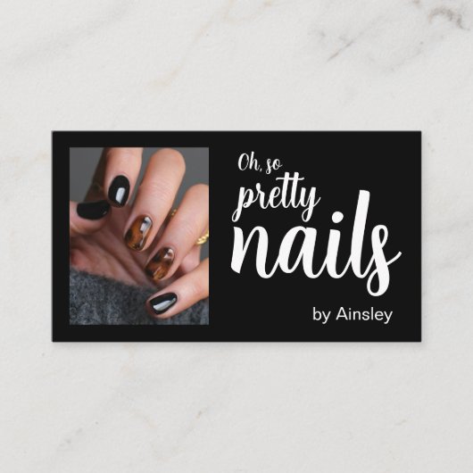 Oh So Pretty Nail Artist Script Photo Visitekaartje (Voorkant)