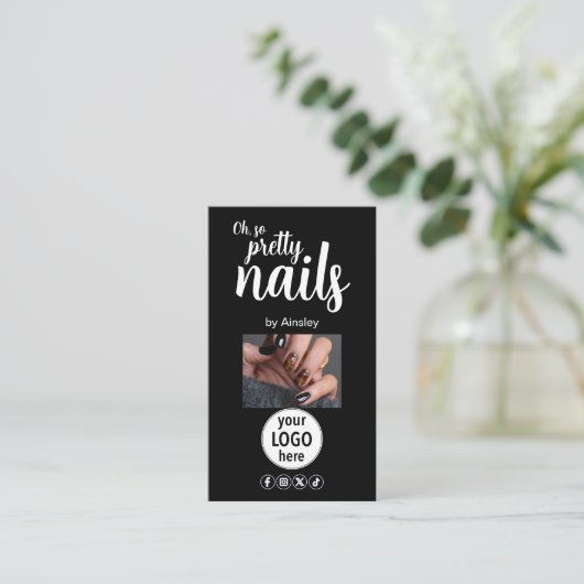 Oh So Pretty Nails Logo QR Code Social Visitekaartje (Staand voorkant)