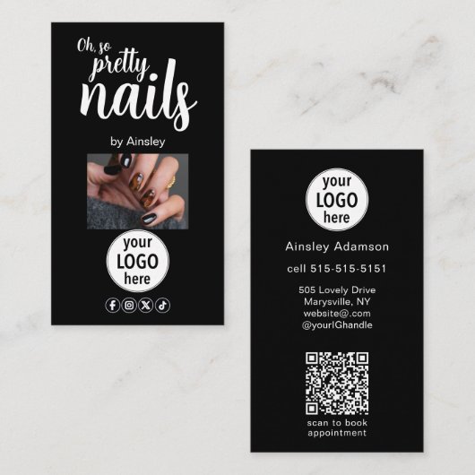 Oh So Pretty Nails Logo QR Code Social Visitekaartje (Voorkant / Achterkant)