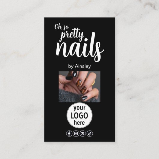 Oh So Pretty Nails Logo QR Code Social Visitekaartje (Voorkant)