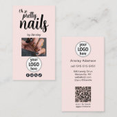 Oh So Pretty Nails Pink Logo QR Code Social Visitekaartje (Voorkant / Achterkant)