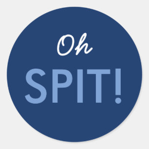 Oh Spit Baby shower Sprinkle Pun in Roze of Blauw Ronde Sticker