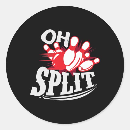 Oh Split! Grappige Bowling League Ronde Sticker (Voorkant)