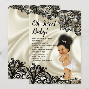 Oh Sweet Baby Girl Shower Afro Bun Puff Kaart