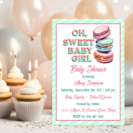 Oh Sweet Baby Meisje Macaron Theme Baby shower Kaart