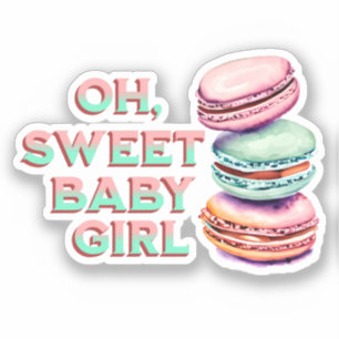 Oh Sweet Baby Meisje Macaron Theme Baby shower Sticker
