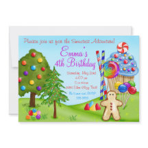 Oh Sweet Candyland Birthday Cupcake Invitaties