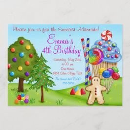 Oh Sweet Candyland Birthday Cupcake Invitaties Kaart