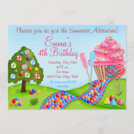 Oh Sweet Candyland Birthday Cupcake Invitaties Kaart