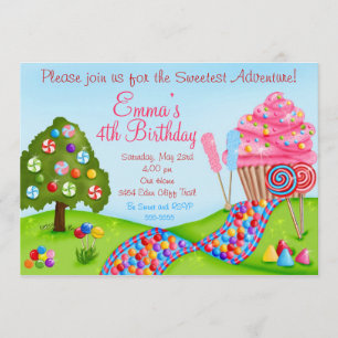 Oh Sweet Candyland Birthday Cupcake Invitaties Kaart