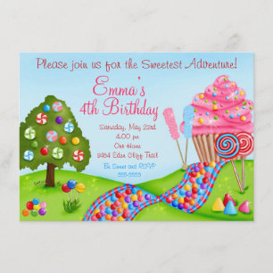 Oh Sweet Snoep Land Birthday Cupcake Invitations Kaart