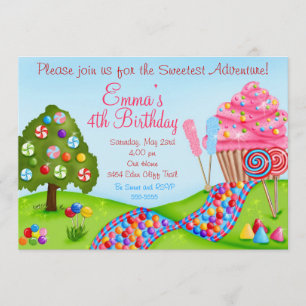 Oh Sweet Snoep Land Birthday Cupcake Invitations Kaart