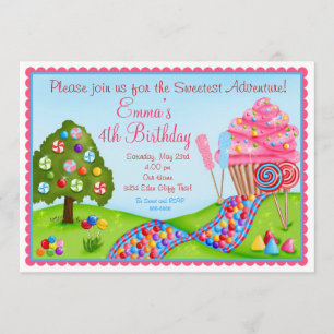 Oh Sweet Snoep Land Birthday Cupcake Invitations Kaart