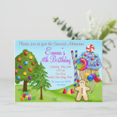 Oh Sweet Snoep Land Birthday Cupcake Invitations Kaart (Staand voorkant)