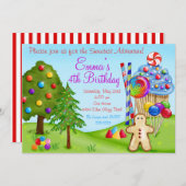 Oh Sweet Snoep Land Birthday Cupcake Invitations Kaart (Voorkant / Achterkant)