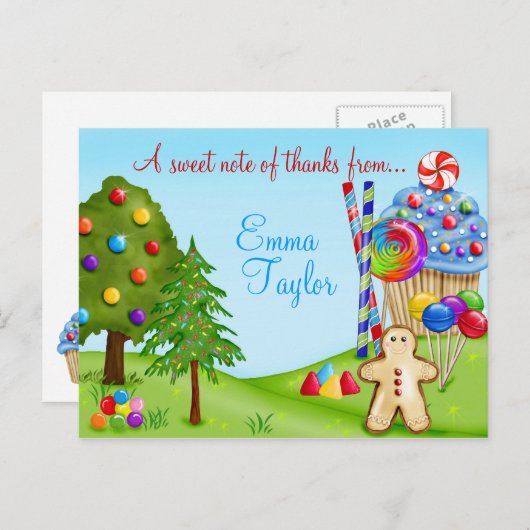 Oh Sweet Snoep Land Cupcakes en Lollipops Briefkaart (Voorkant / Achterkant)