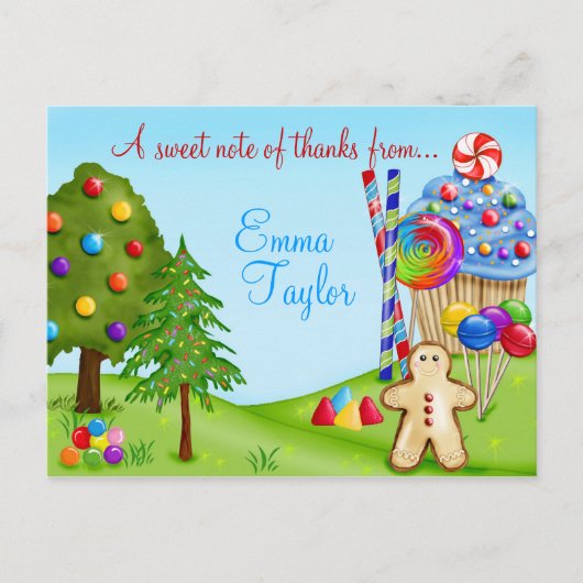 Oh Sweet Snoep Land Cupcakes en Lollipops Briefkaart (Voorkant)