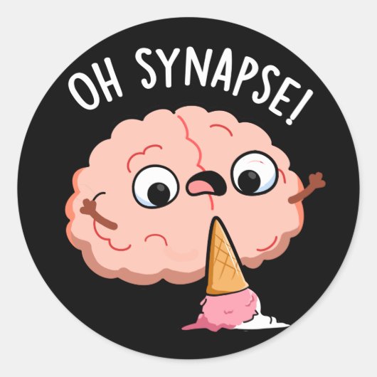 Oh Synapse Funny Brain Pun Dark BG Ronde Sticker (Voorkant)