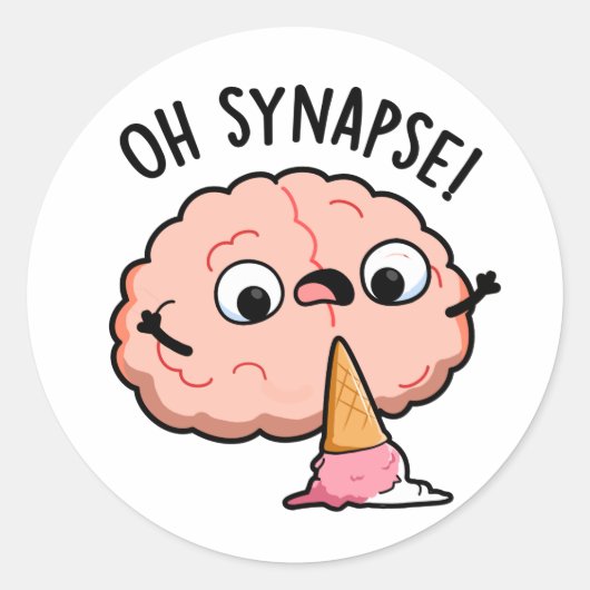 Oh Synapse Funny Brain Pun Ronde Sticker (Voorkant)