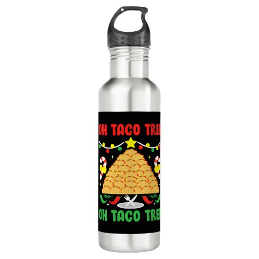 Oh Taco Boom Mexicaanse Food Taco Lover Kerstmis Waterfles (Voorkant)