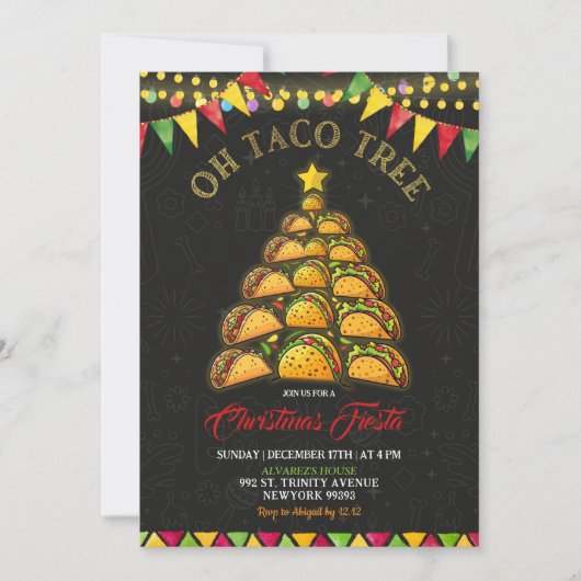 Oh Taco Tree Christmas Fiesta Mexicaanse partij Kaart (Voorkant)