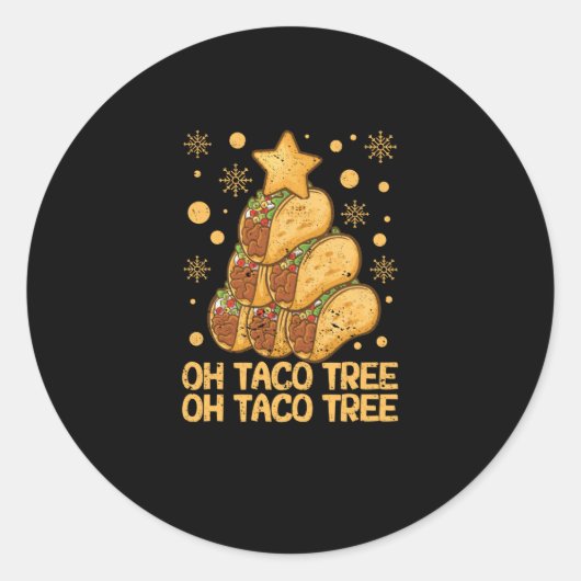 Oh Taco Tree Christmas Pajamas Xmas Mexican Food Ronde Sticker (Voorkant)