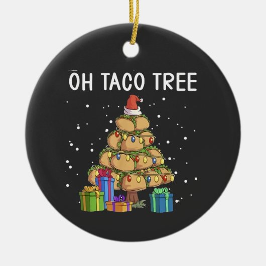 Oh Taco Tree Grappig Mexicaans eten Lelijke Kerst Keramisch Ornament (Voorkant)