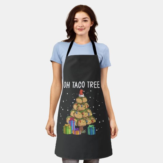 Oh Taco Tree Grappig Mexicaans eten Lelijke Kerst Schort (Gedragen)