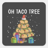 Oh Taco Tree Grappig Mexicaans eten Lelijke Kerst Vierkante Sticker (Voorkant)